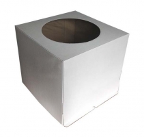 Коробка для торта белая 240х240х220 мм. с окном, в упаковке 50 шт.